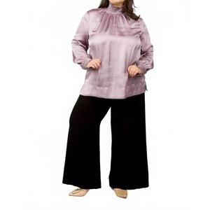 NEW TRICOT CHIC pleated long sleeve top - plus in mauve